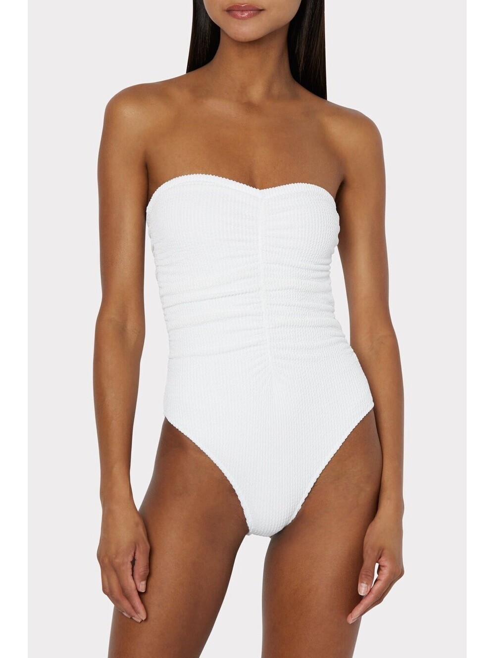New Milly Textured Ruched One Piece Lab White Size Small